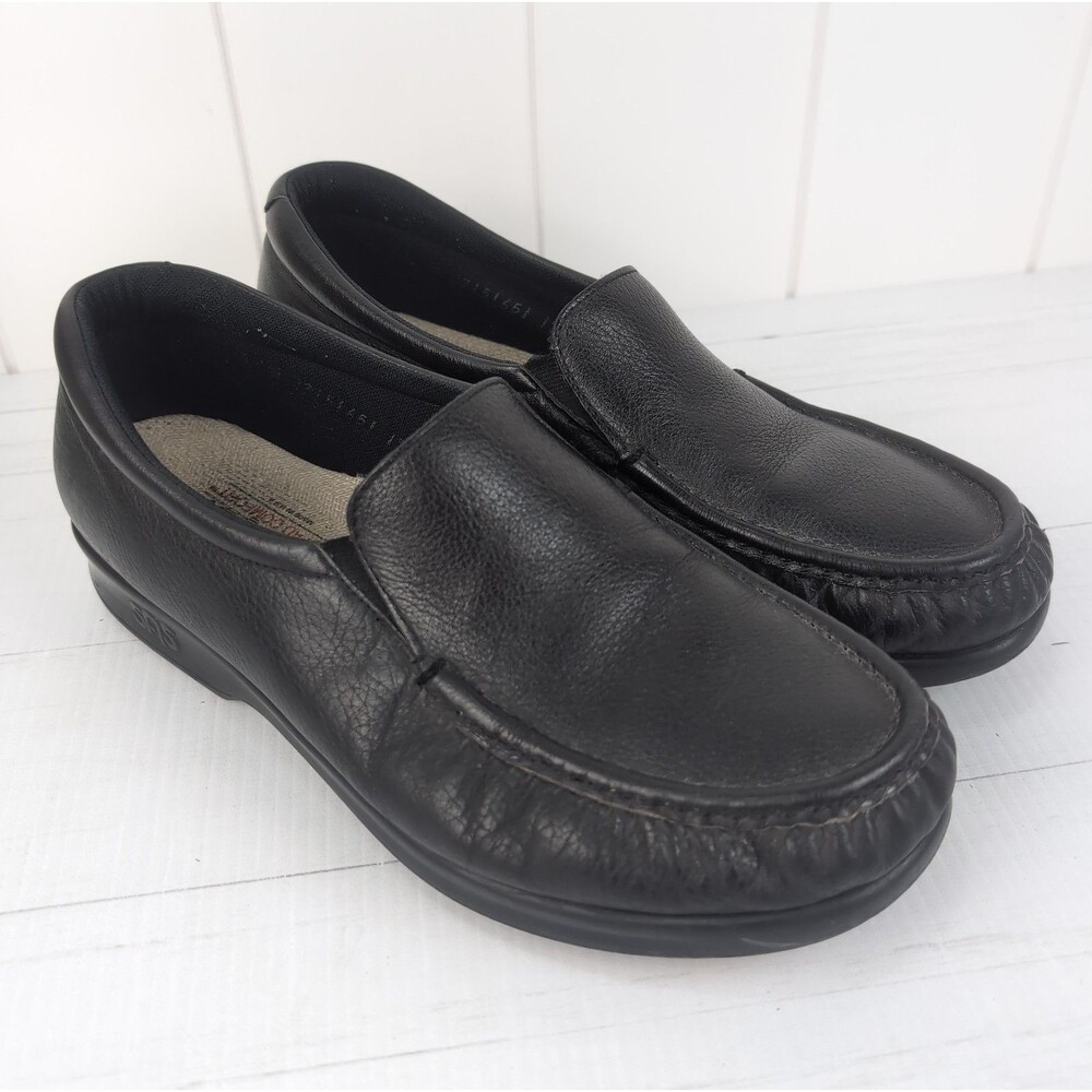 Women's SAS Twin Loafers Shoes Size 10 W Wide Black Leather Made in USA
